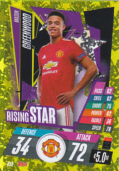 Mason Greenwood Manchester United 2020/21 Topps Match Attax CL Rising Stars #RS09